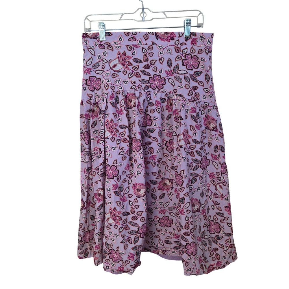 Ann Taylor Lavender Cloud Floral Midi Skirt Sz 6 Purple Cotton Blend Cottage